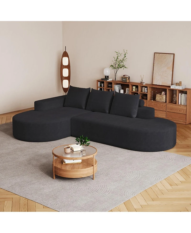 Streamdale Furniture Modern Curved Chenille Sectional Sofa Couch Set