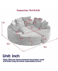 Streamdale Furniture Corduroy Oversized Recliner, Converts to 2 Recliners, Sofa Bed