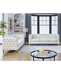 Streamdale Furniture Streamdale Velvet Sofa for Living Room, Tufted Square Arm Couch, Modern Upholstered Button Couch