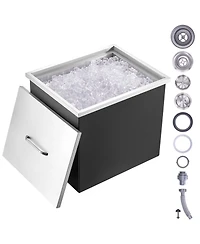 Mecale 21 x 17 x 18 Inch Drop-In Stainless Steel Ice Chest, 40 Qt with Lid