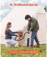 Mecale 5-8 Person Inflatable Camping Tent with Hand Pump and Stove Jack