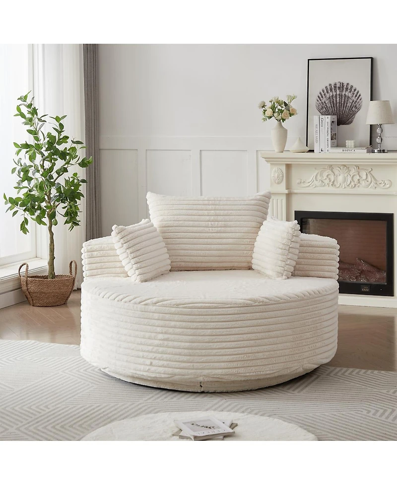 Streamdale Furniture Streamdale 55" Corduroy Foam Swivel Chair, Modern Sleeper