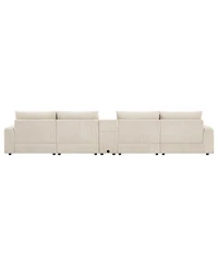 Streamdale Furniture Corduroy U-Shaped Sectional Sofa with Bluetooth, Usb, Cup Holders & Storage
