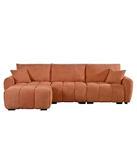 Streamdale Furniture 110" Modular Sectional Sofa, L Shape, Extra-large Seat, Movable Ottoman, Boucle Fabric
