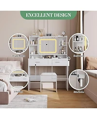 gaomon Makeup Vanity Set with Sliding Mirror and Stool