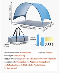 Mecale Beach Tent Sun Shelter with Upf 50+ Protection and Carry Bag