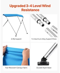 Mecale 3 Bow Boat Bimini Top 6 Ft with Aluminum Frame