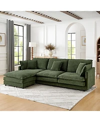Streamdale Furniture Modern L-Shaped Sectional Sofa with Ottoman, 4-Seater Convertible Couch