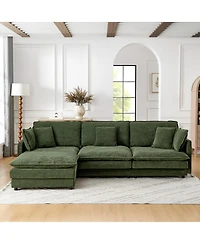 Streamdale Furniture Modern L-Shaped Sectional Sofa with Ottoman, 4-Seater Convertible Couch