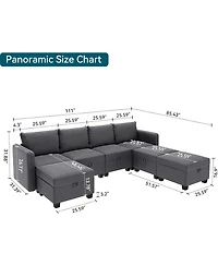gaomon Modular Sectional Sleeper Sofa Bed with Three Ottomans Seven Seat Storage Sectional Couch Oversized Living Room