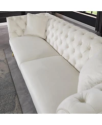 Streamdale Furniture Streamdale Chesterfield Stanford Sofa, Tufted, Wrinkled Fabric, Loverseater