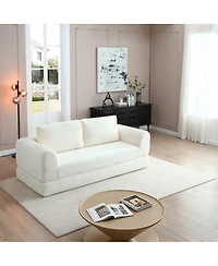 Streamdale Furniture 2-in-1 Folding Convertible Sofa Bed, Modern Corduroy Sleeper Couch with 2 Pillows