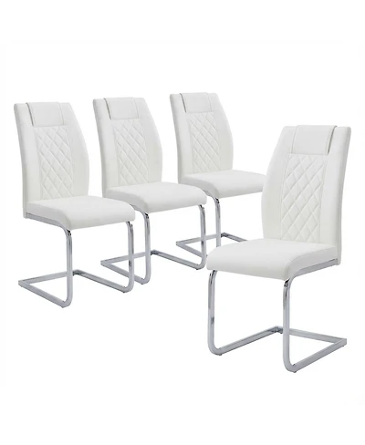 Streamdale Furniture High-Back Pu Leather Dining Chairs Set of 4, Modern Kitchen Chairs with Legs