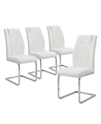 Streamdale Furniture High-Back Pu Leather Dining Chairs Set of 4, Modern Kitchen Chairs with Legs
