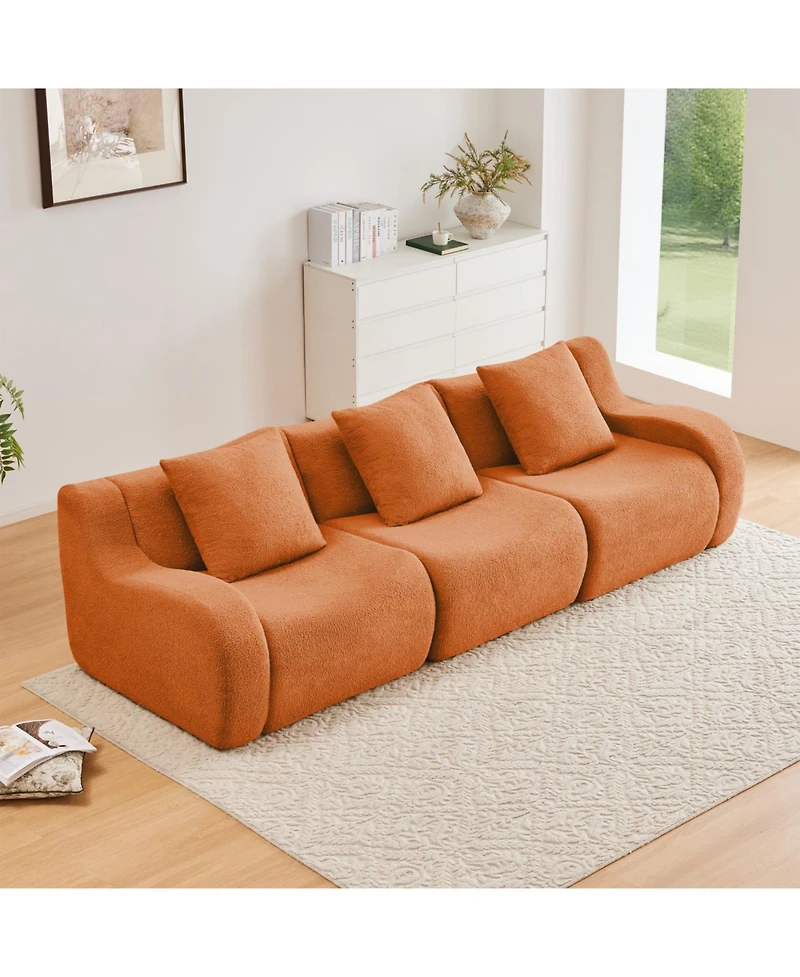 Streamdale Furniture Boneless Sofa, 3 Seat Teddy Fabric, Anti-Slip, No Assembly