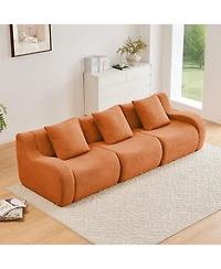 Streamdale Furniture Boneless Sofa, 3 Seat Teddy Fabric, Anti-Slip, No Assembly