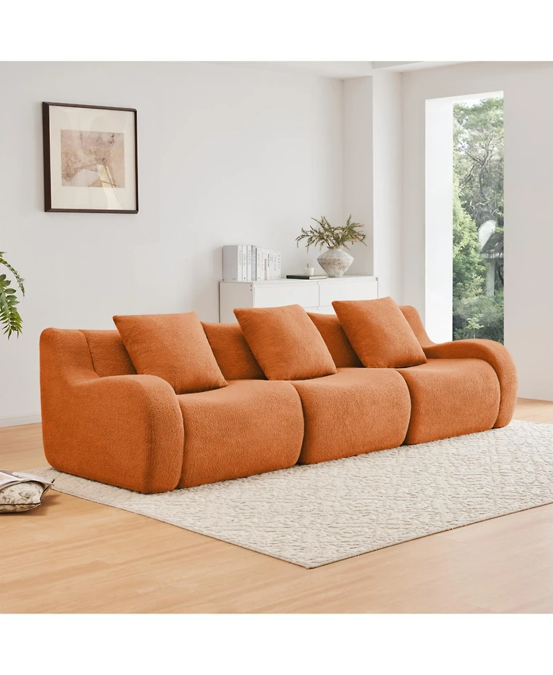 Streamdale Furniture Boneless Sofa, 3 Seat Teddy Fabric, Anti-Slip, No Assembly
