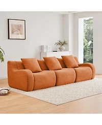 Streamdale Furniture Boneless Sofa, 3 Seat Teddy Fabric, Anti-Slip, No Assembly