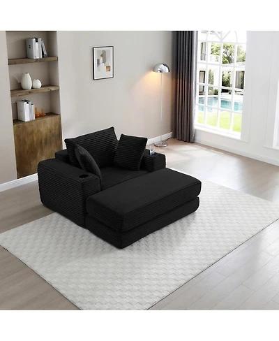 Streamdale Furniture 52.4" Boneless Chaise Lounge Indoor Oversized Cloud-Like Cozy Modular 3-in-1 Sofa Bed