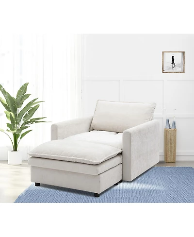 Streamdale Furniture Chenille Sofa Bed, Cozy Lounge Chair with Ottoman 1-Seat