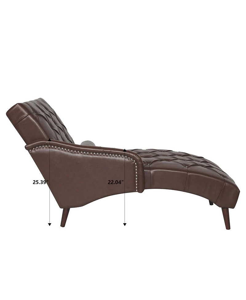 Streamdale Furniture Pu Chaise Lounge Armchair with Pillow and Wood Legs