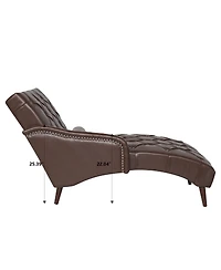 Streamdale Furniture Pu Chaise Lounge Armchair with Pillow and Wood Legs