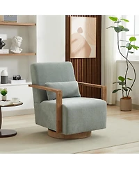 Streamdale Furniture Modern Upholstered Swivel Accent Chair with Solid Wood Armrests