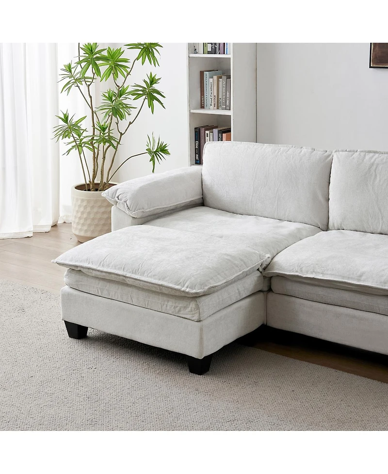 Streamdale Furniture Living Room Furniture Luxury Couch with Ottoman Soft Chenille Sofa