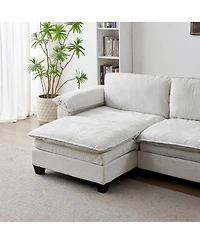 Streamdale Furniture Living Room Furniture Luxury Couch with Ottoman Soft Chenille Sofa