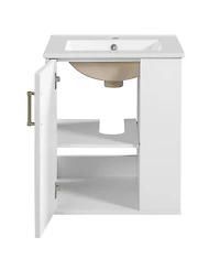 Sillysis 20" Wall Mounted Bathroom Vanity with Sink, Open Shelves Storage, Soft Close Door, Modern Floating Cabinet for Small Space