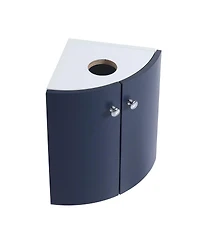 Sillysis Corner Bathroom Vanity with Sink, Wall Mounted Ceramic Basin, Soft Closing Doors, Pre-assembled for Small Spaces