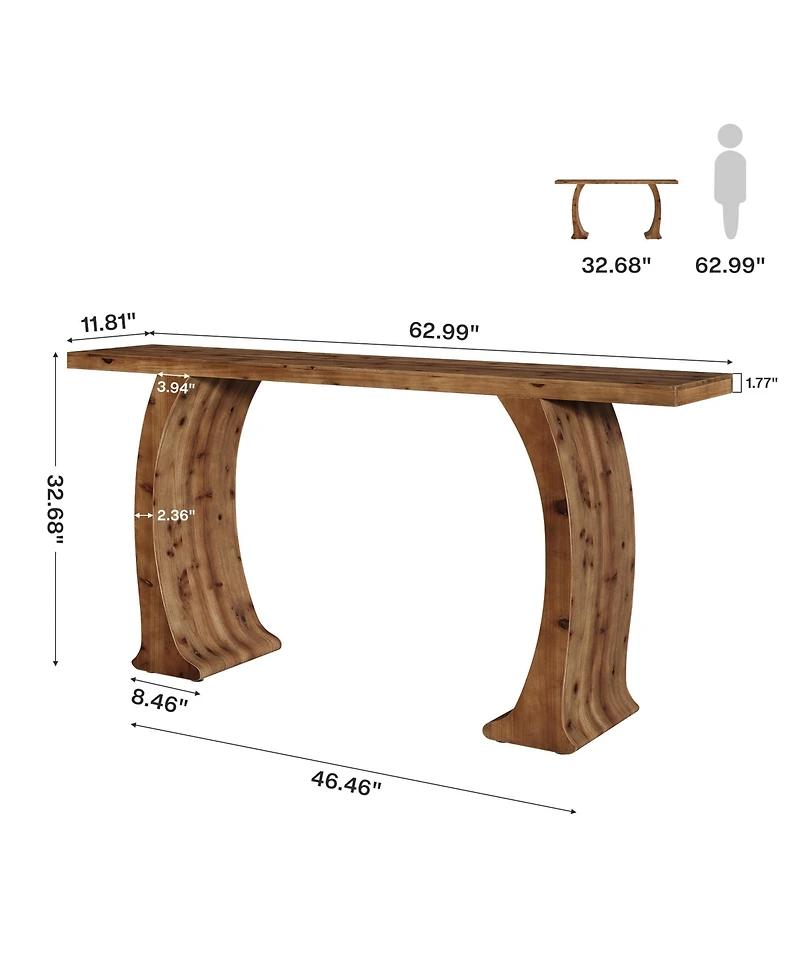 Tribesigns Farmhouse Console Table for Living Room, Rustic Entryway Table with Curved Legs