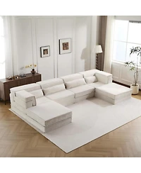 Streamdale Furniture Sofa, Convertible Floor Sofa Bed, Modular Sectional, 4 Seater w/ Ottomans