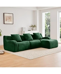 Streamdale Furniture Streamdale Boneless Sofa, 3 Seat Teddy Fabric, Anti-Slip, Curved Armrests