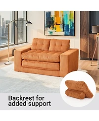 Streamdale Furniture Corduroy Loveseat Sofa Bed with Memory Foam - No Assembly, Convertible