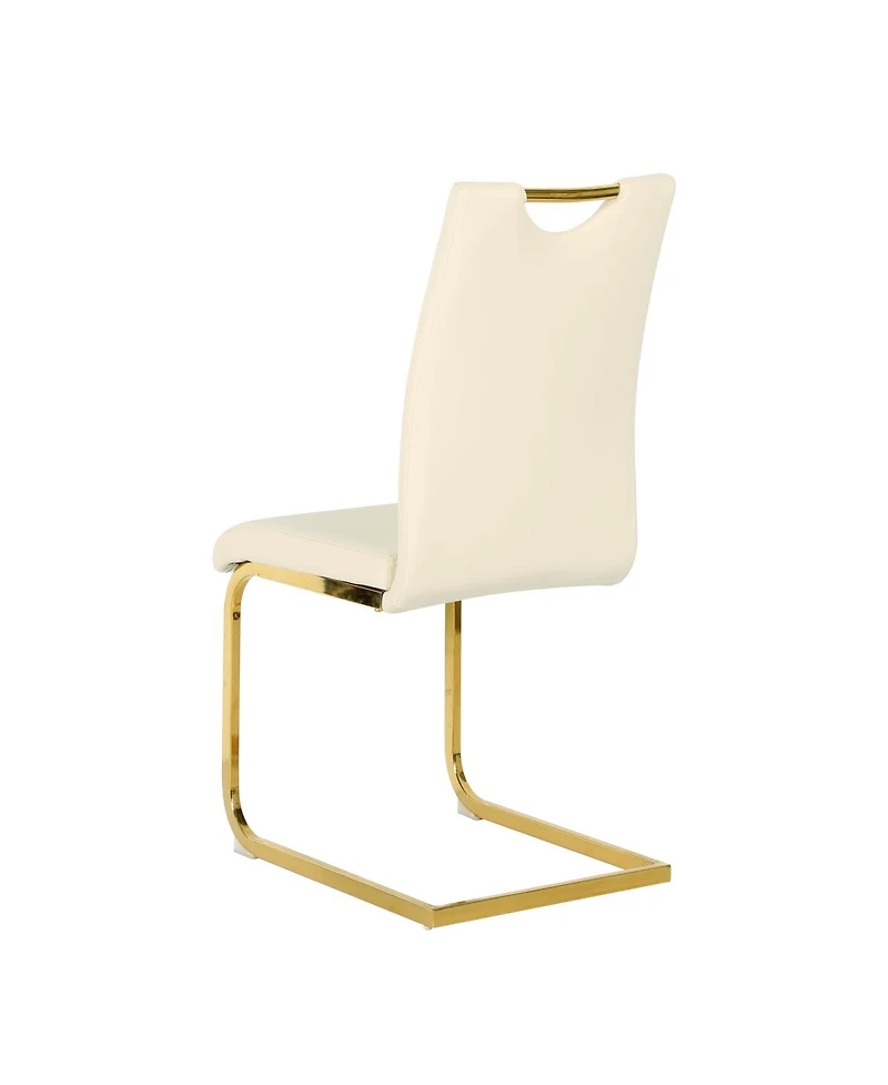 Streamdale Furniture Modern Pu Dining Chair with Gold Legs (Set of 4)