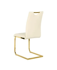 Streamdale Furniture Modern Pu Dining Chair with Gold Legs (Set of 4)