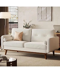 gaomon 65 Inch Loveseat Sofa Mid Century Modern Couch Comfortable Linen Upholstered Two Seat Deep Bedroom Office