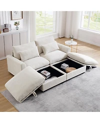 Streamdale Furniture Corduroy 2-Seater Sofa with Storage Footrests
