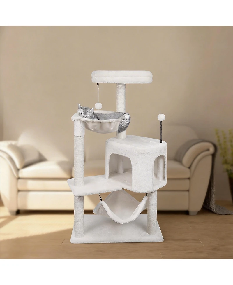 Aronkl Cat Tree With Condo Big Hammock Hanging Ball Scratch Posts Removable Washable