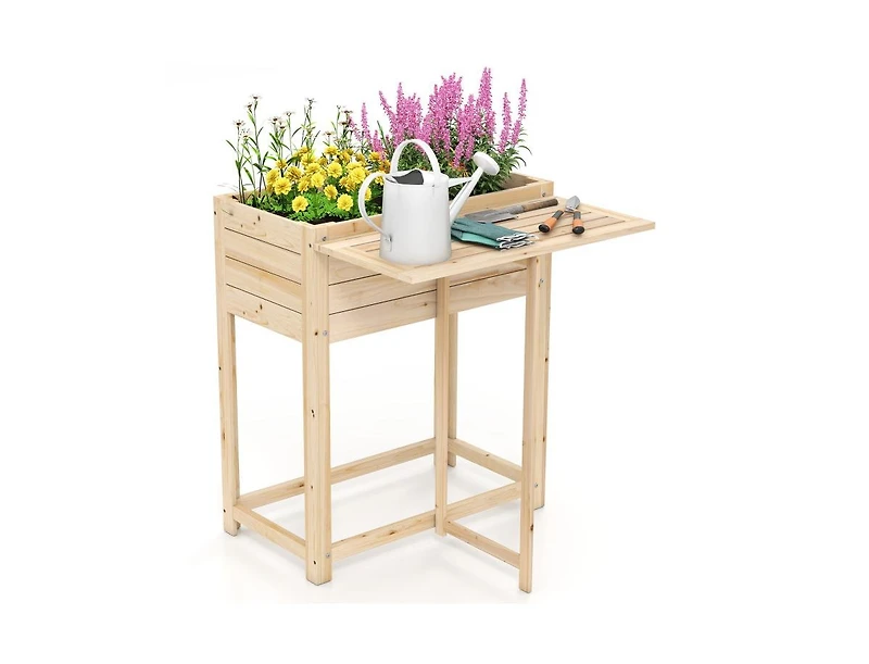 Slickblue Raised Garden Planter with Legs and Side Table for Patio