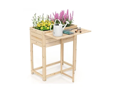 Slickblue Raised Garden Planter with Legs and Side Table for Patio