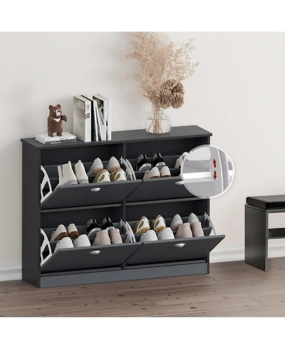 Clihome Shoe Cabinet, Hidden Slim Narrow Rack Cabinet with 4 Drawers
