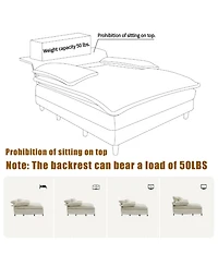 Streamdale Furniture Oversized Corduroy Chaise Lounge Sofa Bed with Pillows