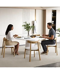 Streamdale Furniture Round Farmhouse Dining Table Set for 4 with 4 Solid Wood Chairs