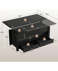 gaomon 40" Convertible Lift-Top Coffee Table with Hidden Compartment and Drawers