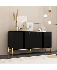 Homsee Dresser with 4 Doors and Deep Drawer, Side Cabinet for Bedroom, Living Room