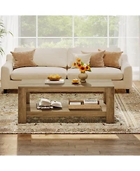 Tribesigns 47.24" Rectangle Coffee Table, 2-Tier Living Room Table with Curved Legs