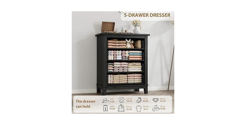 gaomon 4 Dresser for Bedroom, 34.8" Tall Vertical Drawer Dresser with Large Storage