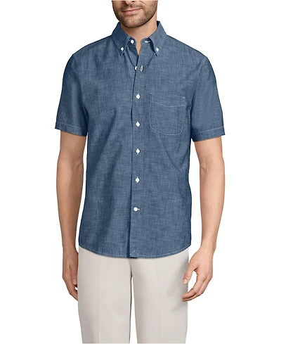 Lands' End Men's Short Sleeve Easy Fit Chambray Shirt